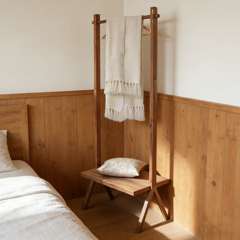 Minimalist Solid Wood Floor-Standing Coat Rack
