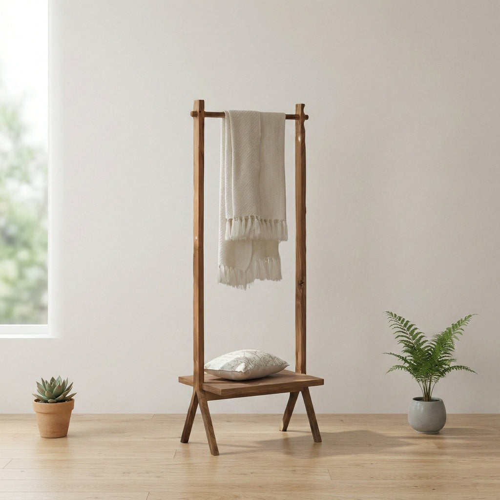 Minimalist Solid Wood Floor-Standing Coat Rack