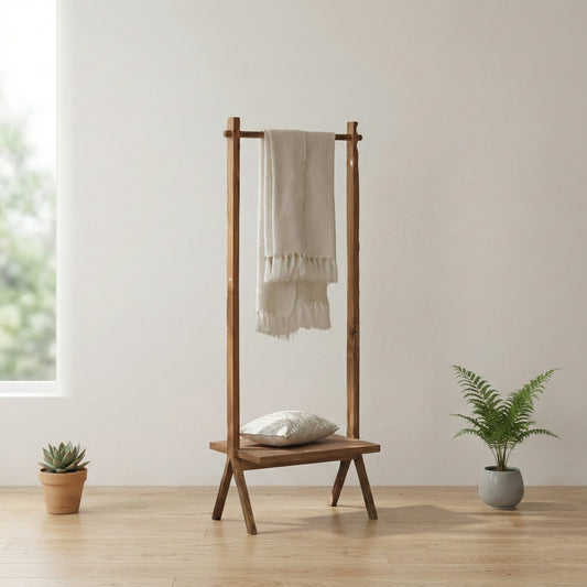 Minimalist Solid Wood Floor-Standing Coat Rack