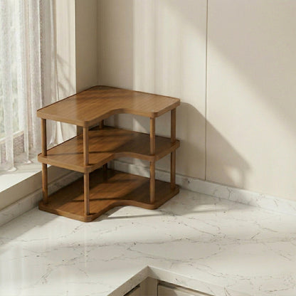 Modern Bamboo Corner Desk Organizer