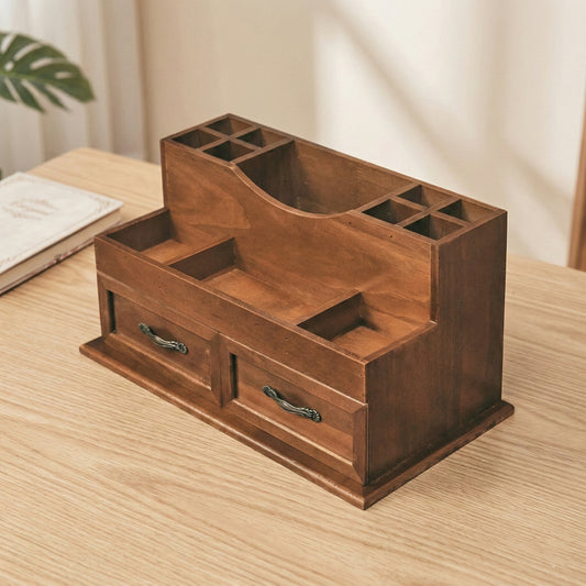 Vintage-Inspired Solid Pine Desktop Organizer